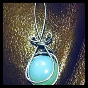 Green Drop with Stainless Wire Pendant